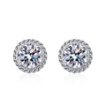 Round Cut Moissanite Stud Earrings for Women D Color 1Carat 925 Sterling Silver Elegant Earrings