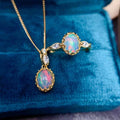 New Design African 925 Sterling Silver 18k Gold Plating Natural Opal Beaded Stone Jewelry Sets for Women