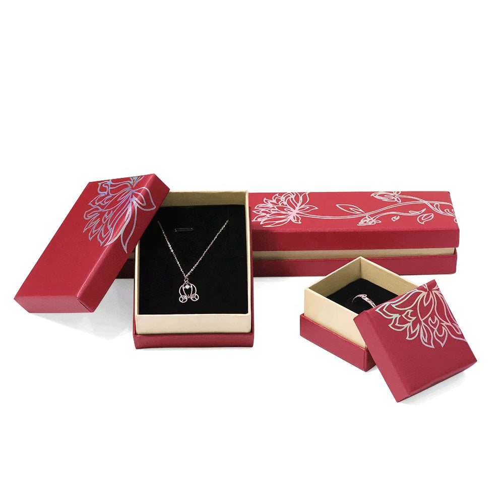 Hot Sell Cardboard Handmade Lotus Pattern Pendant Case Cheap Paper Jewelry Box
