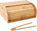 Eco Friendly Bambu Products Kitchen Food Storage Counter Top Bamboo Bread Box With Food Tongs