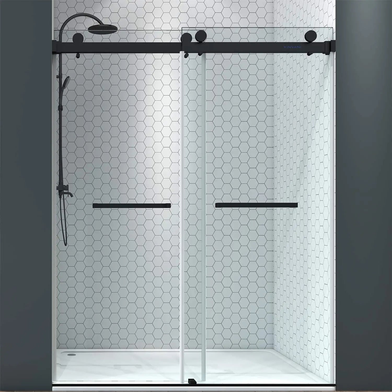 Modern Style Double Sliding Frameless Shower Door Tempered Glass for Hotel Bathroom American Style