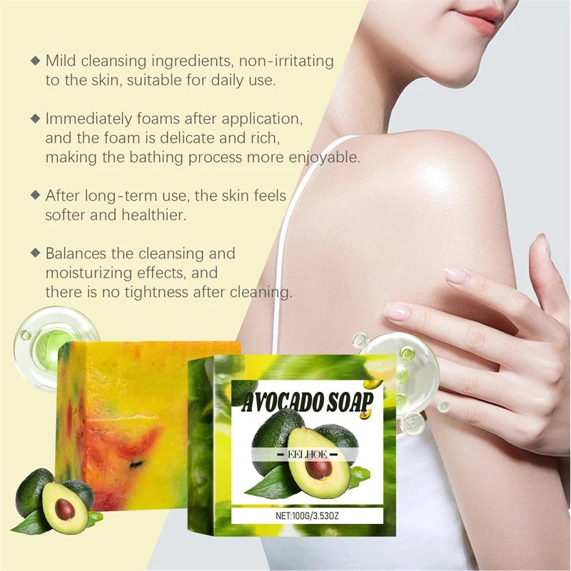 EELHOE 100g Avocado Soap Cleansing Moisturizing Nourishing Smoothing Refreshing Luxury Bath Soaps