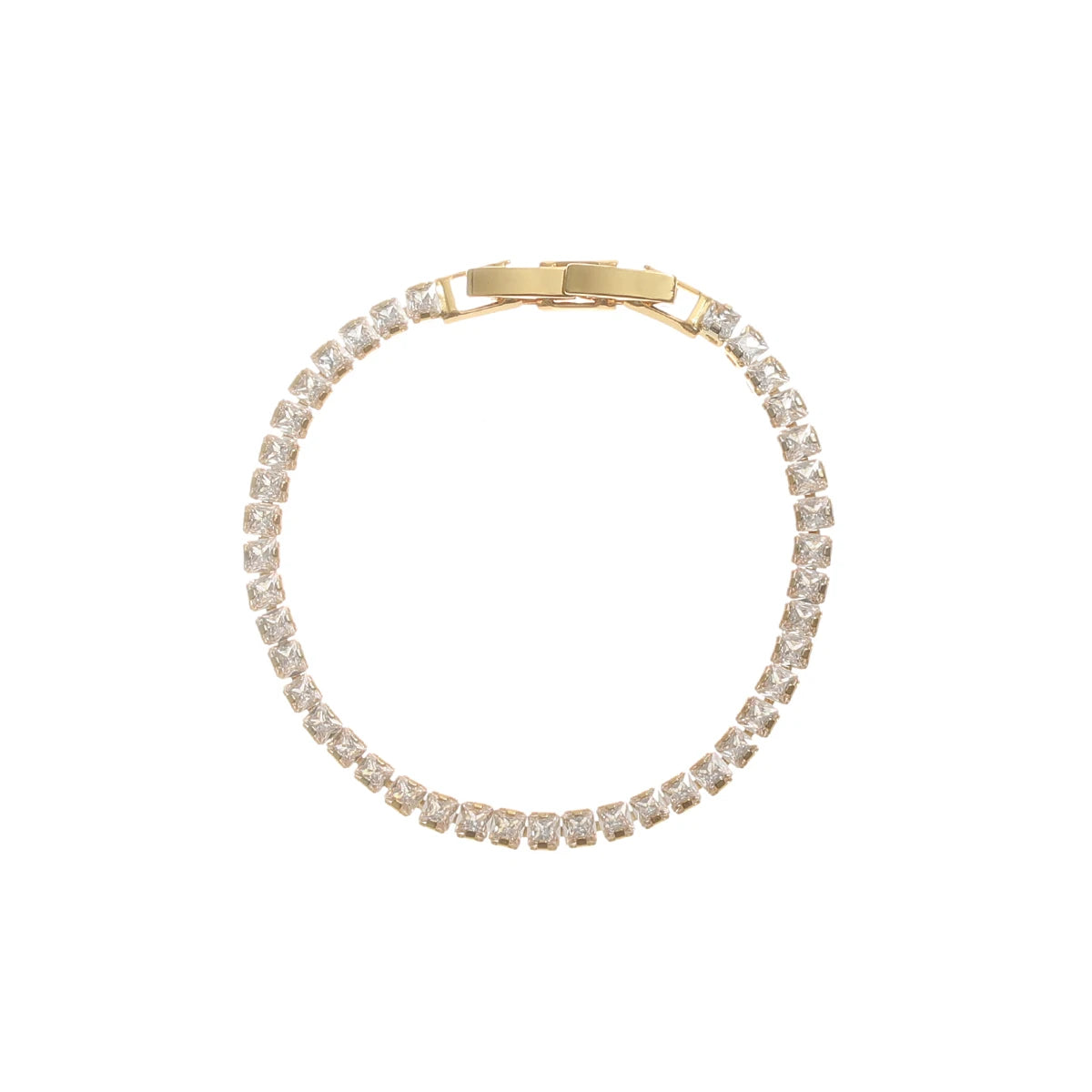 Latest 18K Gold Plated Full Zircon Tennis Bracelet Fashion Simple Design Charm Bracelet for Women Jewelry Gift