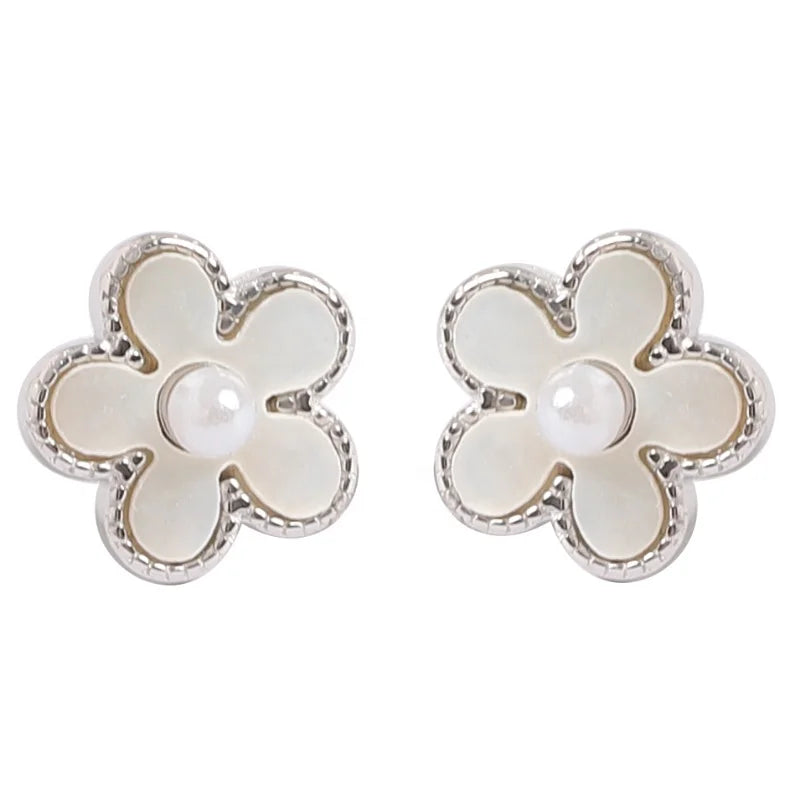 Korean Style Flower Hoop Earings 18K Gold Plated 925 Sterling Silver Tiny Summer Sublimation Stud Earring