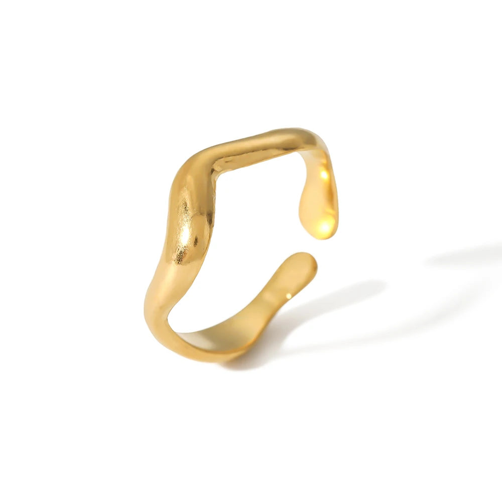 Stainless Steel Geometric Golcasual Setlim Line Open Finger Ring Engagement Trendy Opp Bag Engagement Rings for Women 1-2 Years