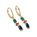 Fashion Colorful Diamond Gemstone  Earrings Iced Out Zircon CZ  Sterling Silver 925 Tassel Earrings Fine Jewelry