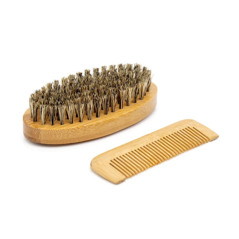 Wholesale Men's Beard Comb Care Set  Shaving Beard Brush and Comb Set Travel Portable Shaving Brush Beard Kit for Men Grooming