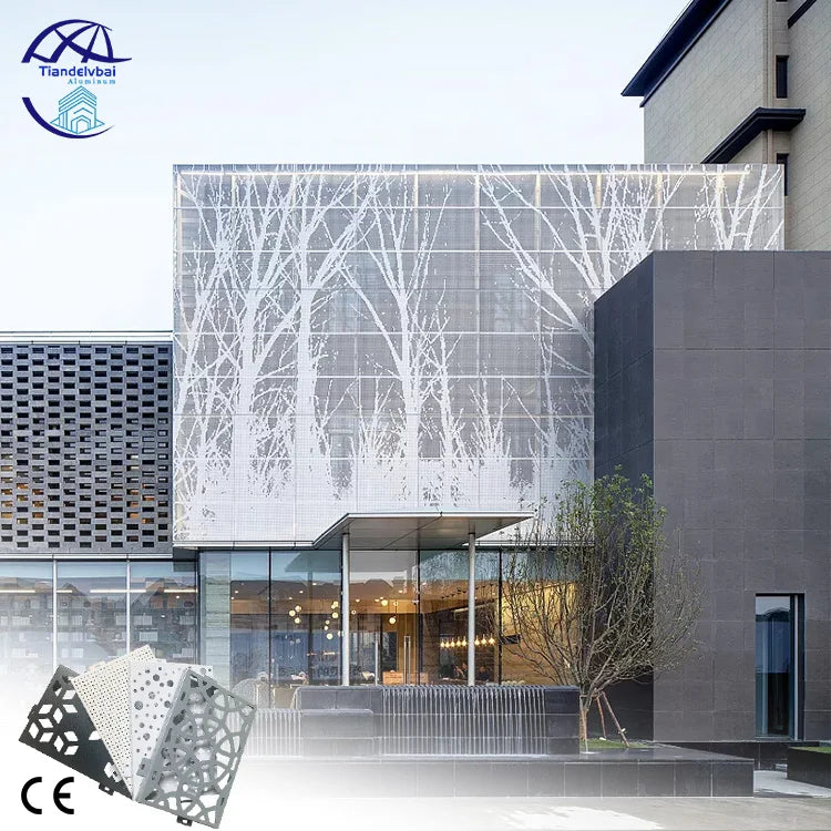 Modern Architectural Facade Decorative Aluminum Perforated Veneer Laser Cut Cladding for Villa Mall Curtain Wall