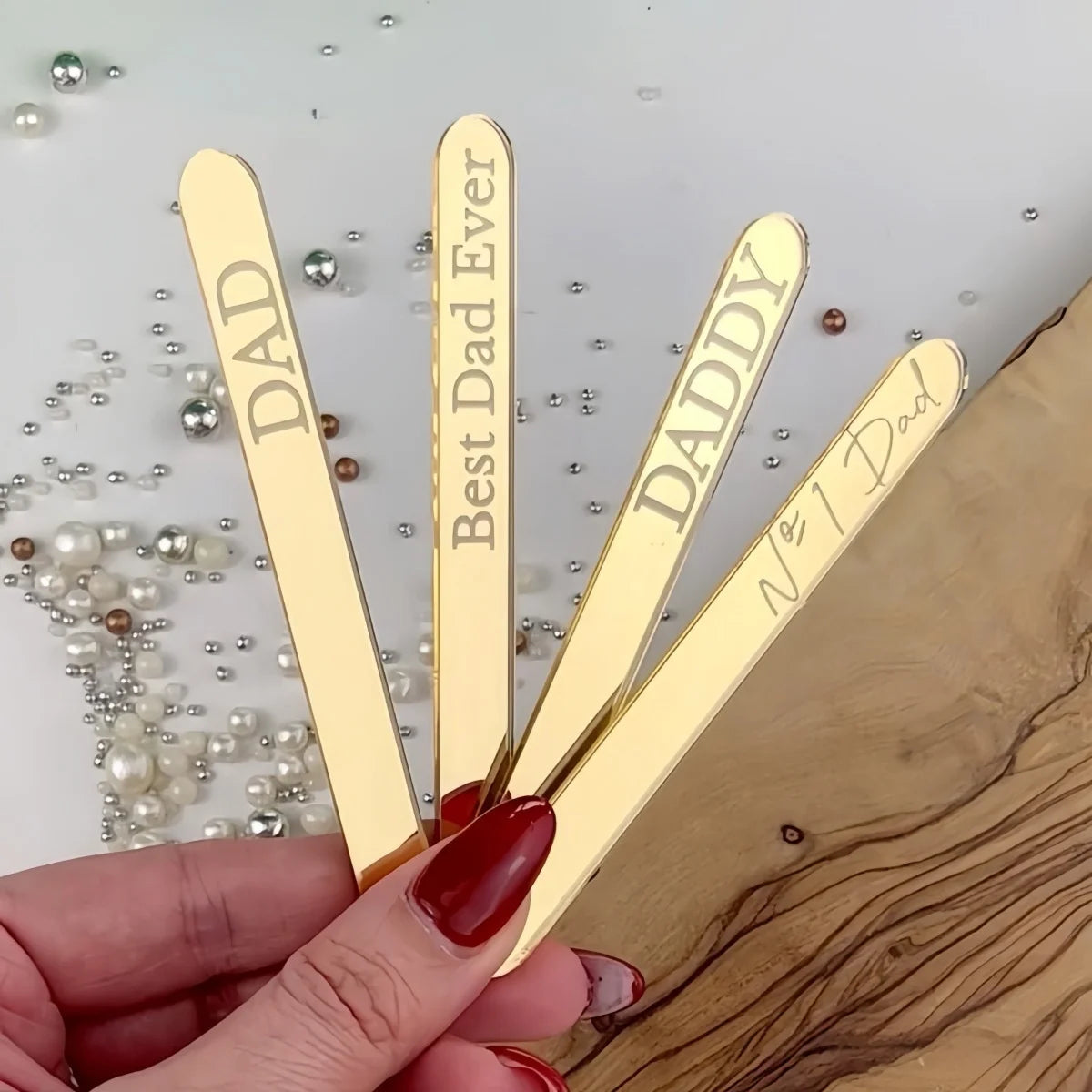 Best Dad Custom Acrylic Popsicle Sticks for Cake Decorating and Party Supplies on Father's Day