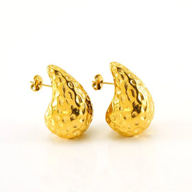 New Water Drop Earring 18K PVD Gold Silver Plated Stainless Steel Lava Texture Irregular Teardrop Earring Jewelry for Women