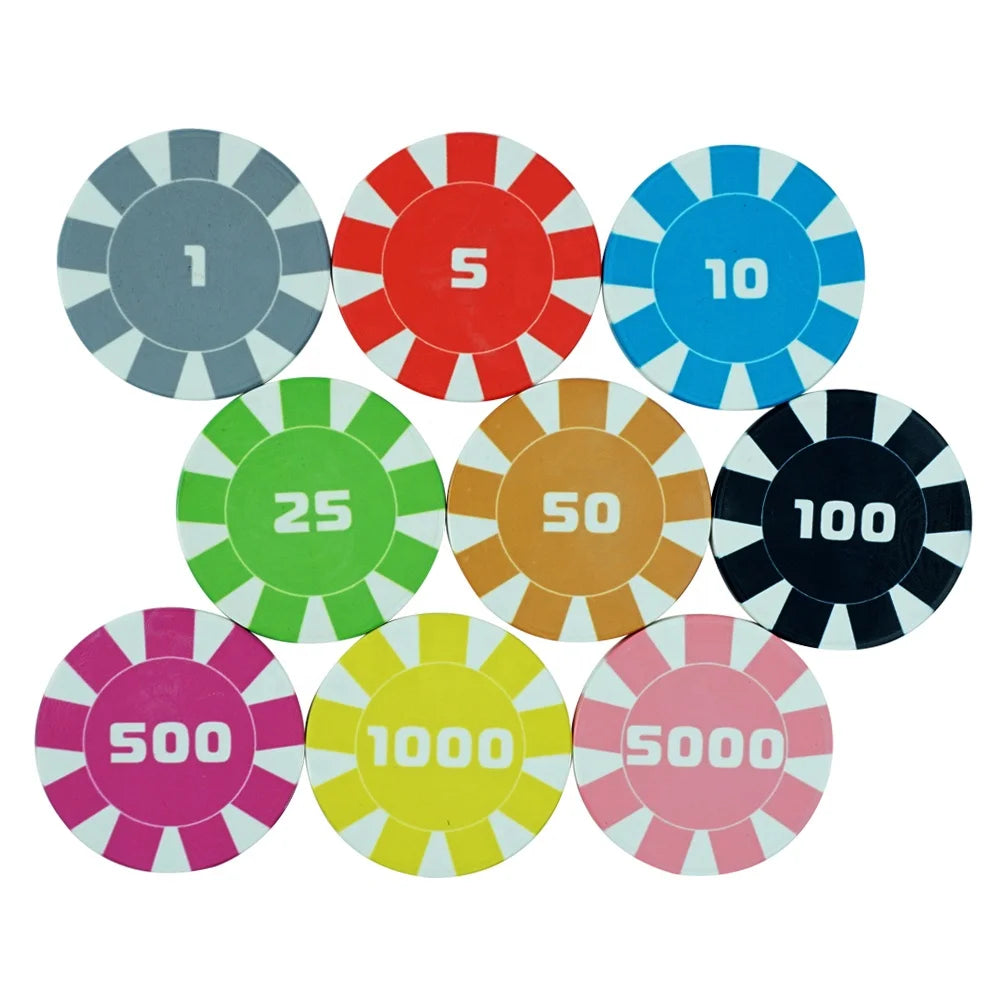 Free Custom logo Design Ceramic Poker Chips10g 39mm Ept Manufacture Colored with Numbers Value Chip for Caisno Game Tokens