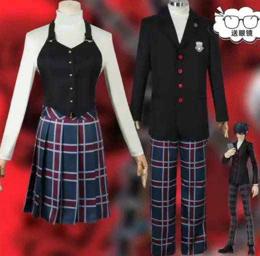 Persona 5 Kurusu Akira Joker Cosplay Costume Uniform Suits Yoshizawa Kasumi School Uniform Outfit