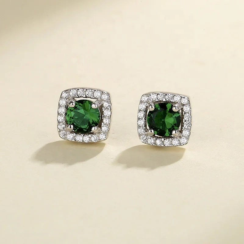 Silver Square Stud Earrings Women'S Aaa Zircon Wholesale Elegant Silver Hypoallergenic Small Moissanite Stud Earrings for Women