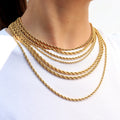 Fashion Stainless Steel Necklace Gold Rope Chain Twist Chain Gold Necklace Women Jewelry Necklaces 18k Gold Plated 2/3/4/5/6/8mm