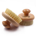 Custom Logo Organic Pant Bristles Exfoliation Skin Beauty Brush Cleaning Scrubber Round Wooden Exfoliating Sisal Dry Body Brush