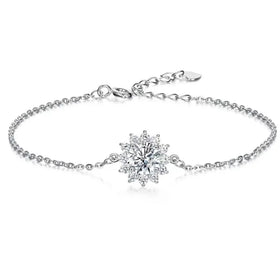 Rainbowking Sterling Silver S925 Sunflower Moissanite Cross Border Bracelet Women's Niche Light Luxury Jewelry Girls Gift
