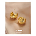 Wholesale C-shaped Circle Niche Design Earrings 18K Real Gold Plated Premium Brushed Vintage Stud Earring