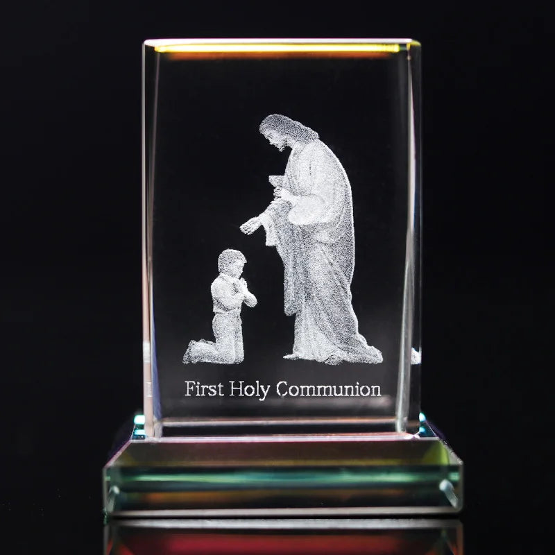 Small Bridge Professional Custom Color Glass Stand First Holy Communion Baptism Crystal Crafts and Gifts