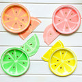 Ychon Paper Fruity Christmas Party Supplies Tableware Set Lemon Watermelon Orange Lime Tropical Disposable Dinnerware Decor