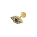 14K Yellow Gold Blue Sapphire Eye Stud Earring for Weddings Engagements Anniversaries Parties or Gifts for Women