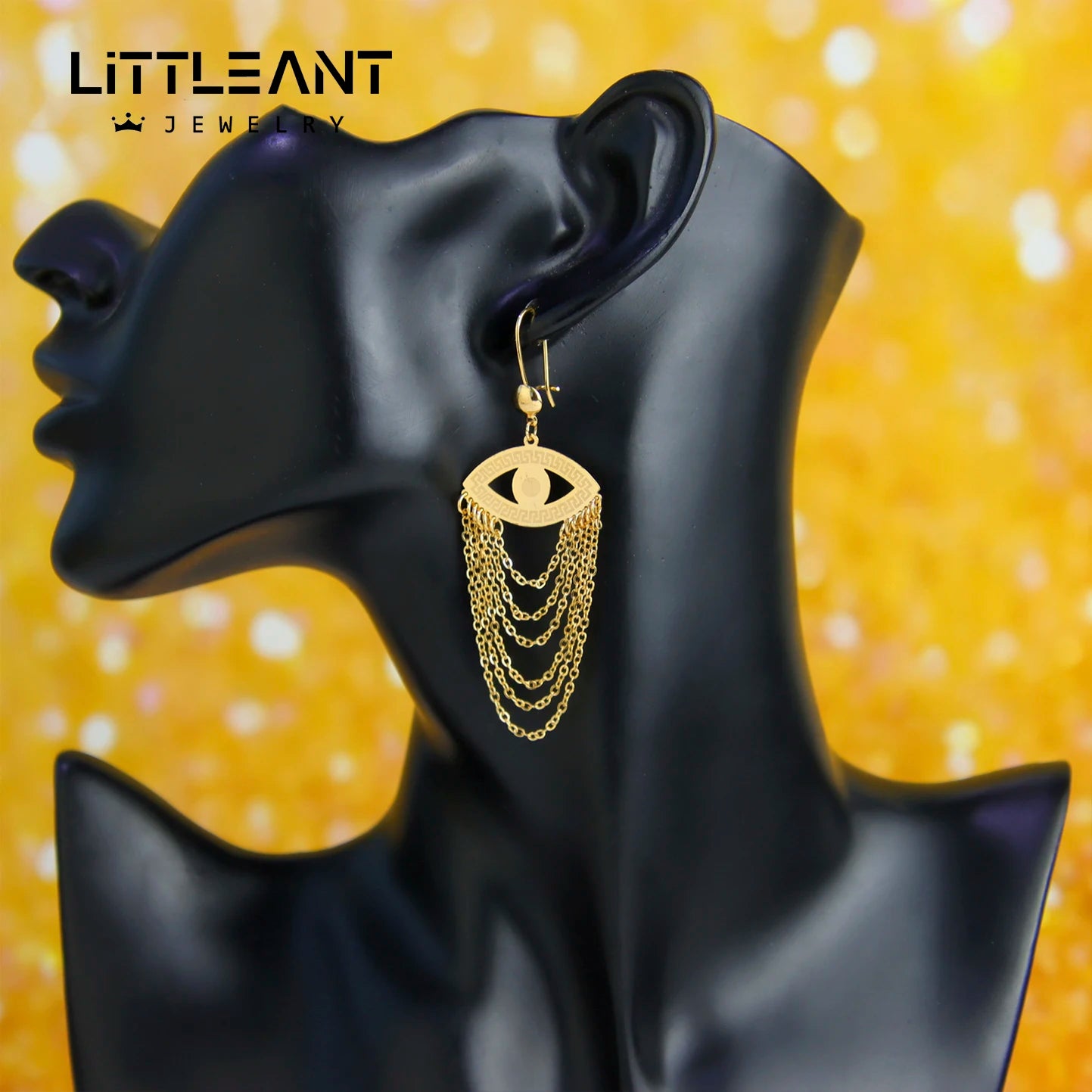Non Tarnish Dubai Fashion Long Tassel Earrings Vintage 18k Gold Plated Arabic Drop Clip Earrings Jewelry for Women