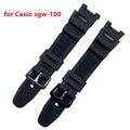 Black Silicone Strap Watchband for  SGW-100 SGW100 Men Women Rubber Sport Waterproof Replacement Wrist Band Bracelet Belt