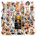 50PCS Funny kitty meme peeking kitten fighting cat sticker