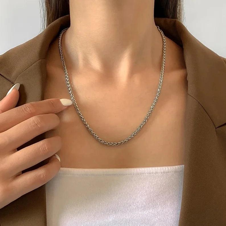 Cadenas Hip Hop Unisex 3mm Stainless Steel 14K Gold Plated Franco Link Necklace-Trendy Party Gift Costume Jewelry Wholesale