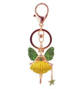 Cute Mini Angel Girl Sparkling Charm Blingbling Keychain Keyring Crystal Rhinestone Key Ring Gift
