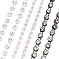 1.5-5mm Single Row Rhinestone Thread White Black Plastic Base Glass Crystal Lace Trim