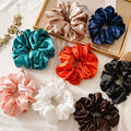 BSCI Factory Wholesale Ins Hot Selling Oversized Solid Color Satin Scrunchies for Women Girls