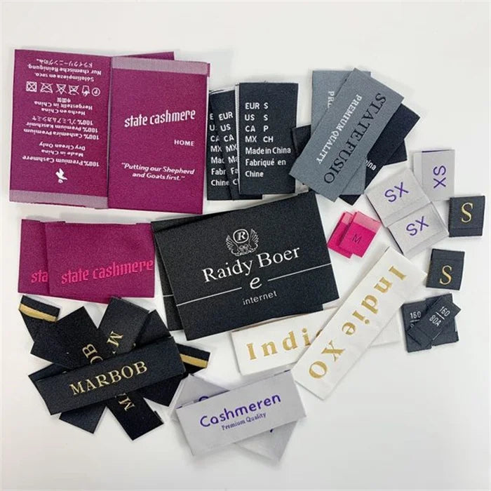 Factory Wholesale Custom Polyester Woven Embossed Clothing Labels Shoe Tags with Custom Brand Name Logo for Garment Shoes Bags