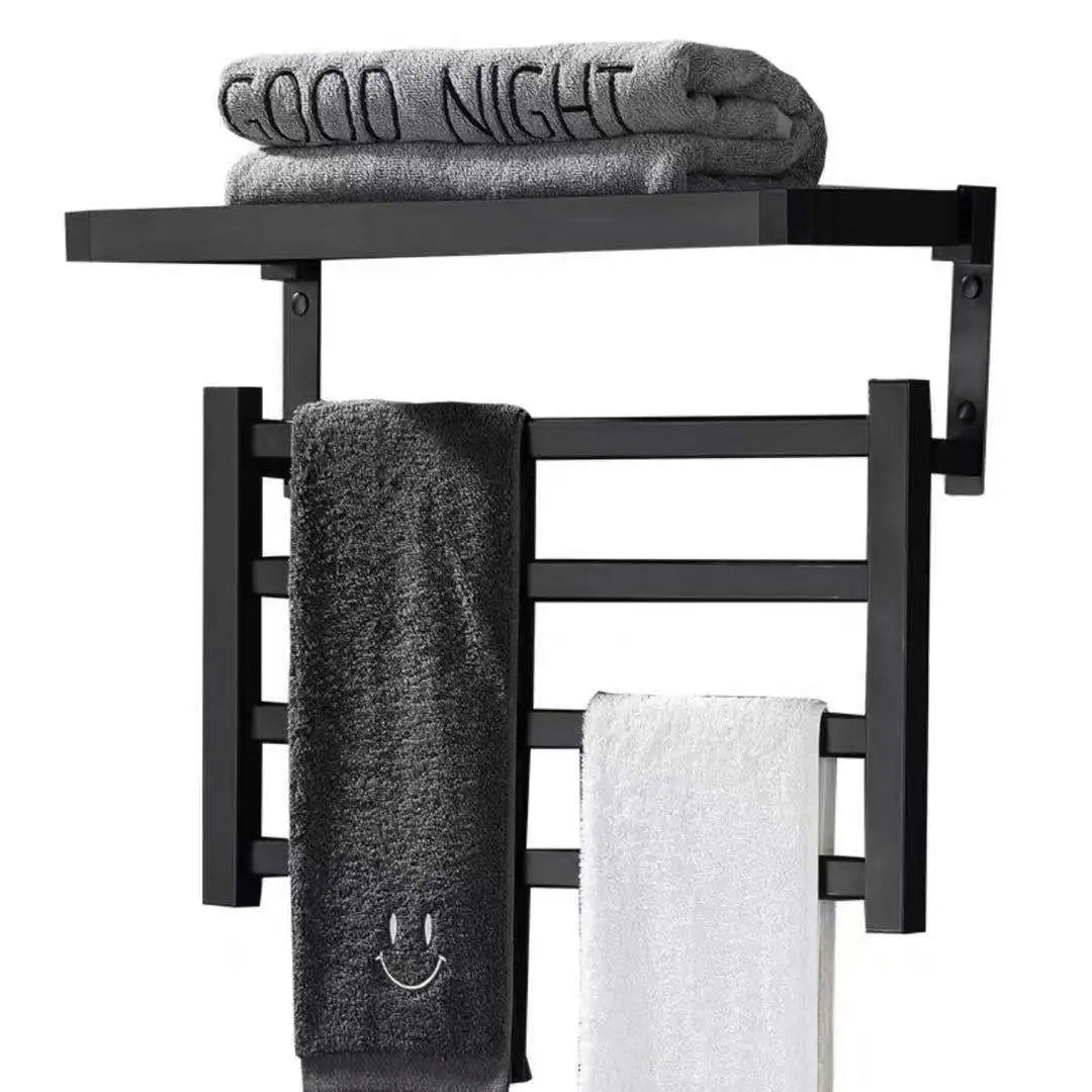 Wholesale Bathroom Accessories Black and White Electric Heating Dryer One-key Start Folding Electric Towel Rack