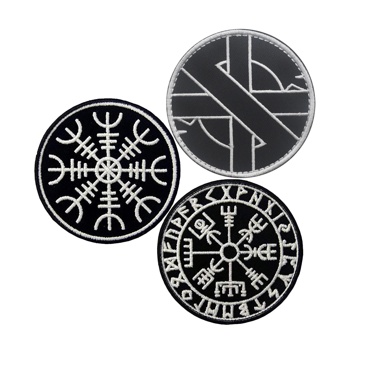 Nordic Viking Sign Runavin Compass Embroidery Morale Hook and Loop Armband Badges Patches