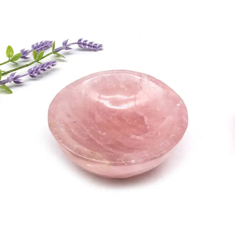 Wholesale Natural Crystal Bowls Hand Carved Rose Quartz Round Bowls Heading Crystal Carving for Decoration and Sale