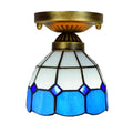110V Round Led Ceiling Lights Light Fixture for Bedroom Blue Small Leaves Led Price Panel Glass Tiffany Ceiling Lamp MegaBDM