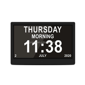 Large Screen Digital Desktop LCD Clock Kit with Calendars for Seniors Medicine Reminder Electronic Movement Type