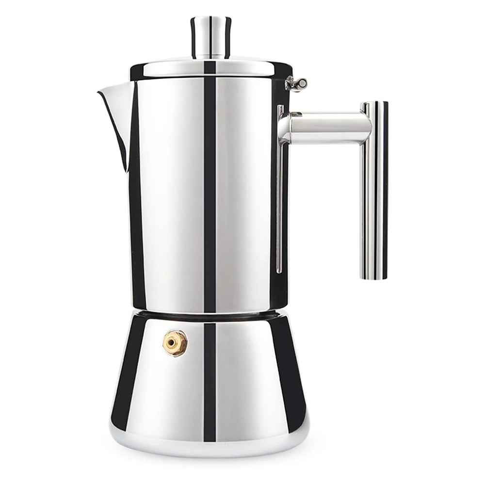 Classic Italian Style Moka Pot Stainless Steel Polished Leak-Proof Stovetop Espresso Coffee Kettle Eco-Friendly Coffee Brewing