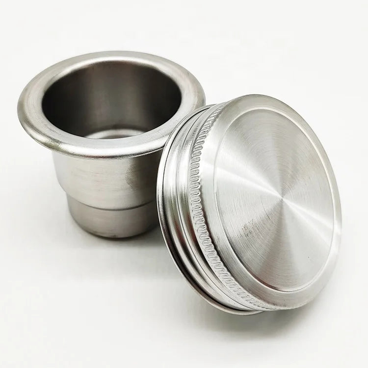 New Design Dual-Material Stainless Steel Base Secure Fit Lid Regular-Mouth Mason Jar Compatible for Salad Dressing Sauce