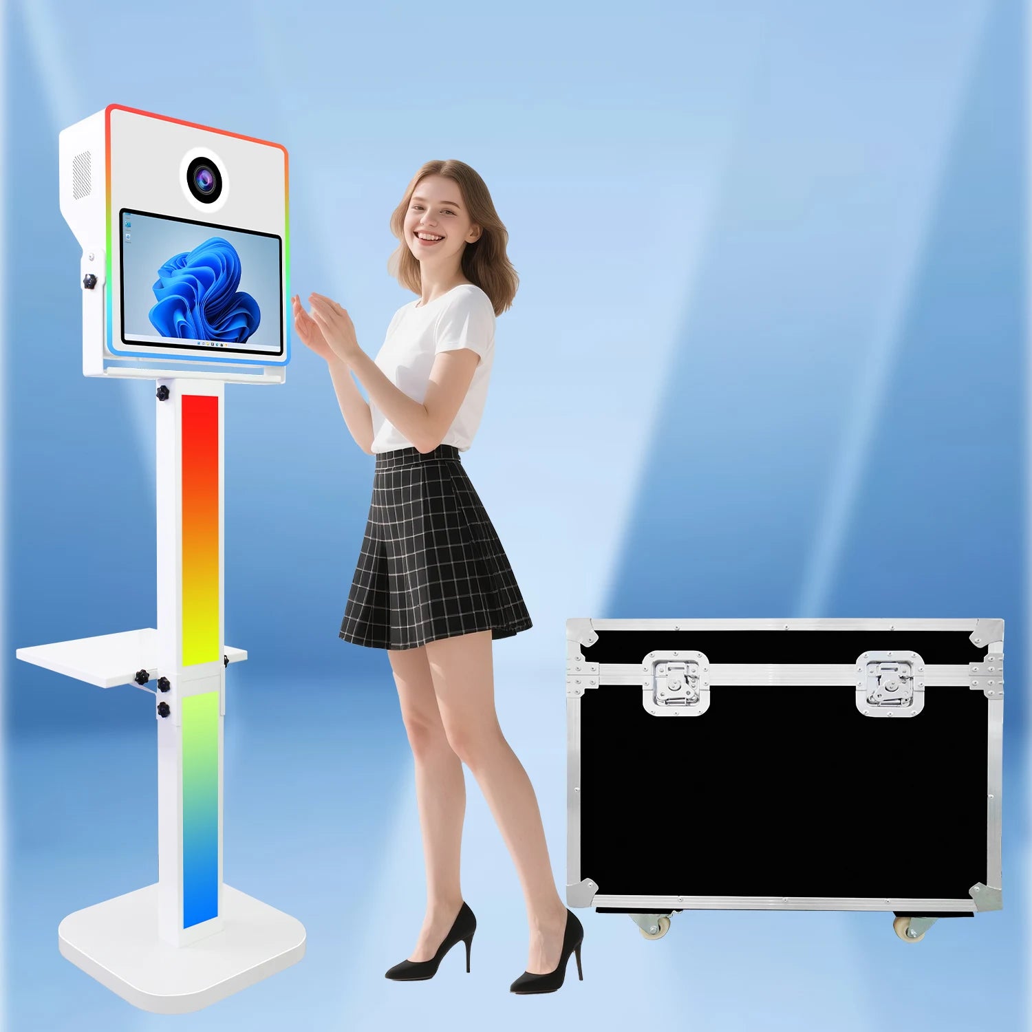 New Style 15.6 Inch Touch Screen Photo Booth Shell DSLR Compatible with Printer and Camera Selfie Photobooth Machine for Events