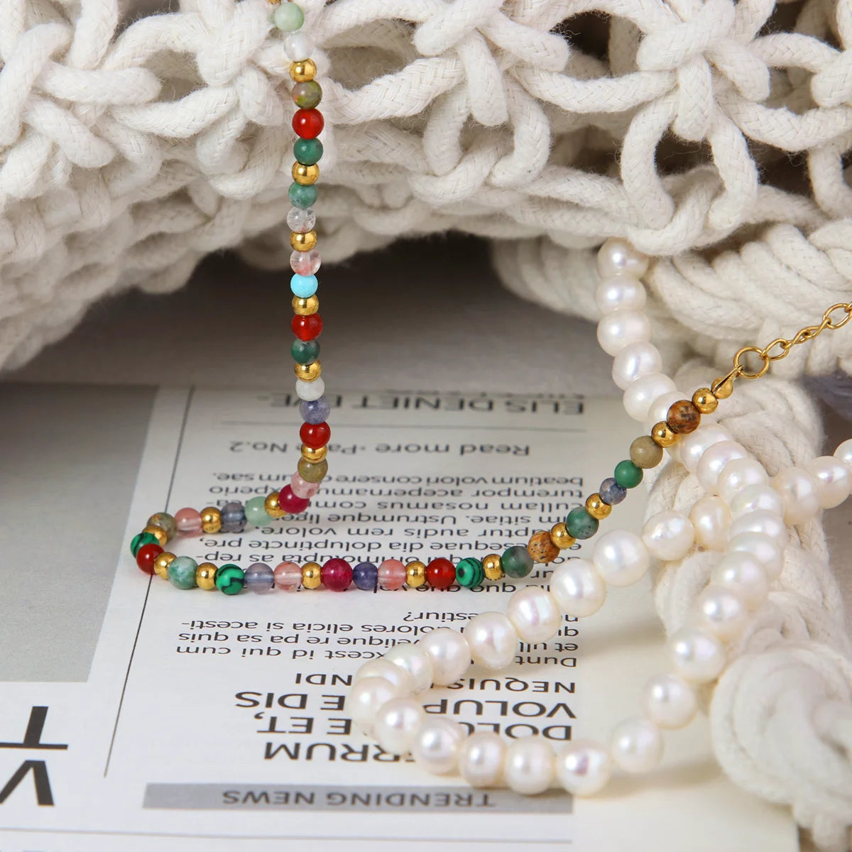 Chris April 316L Stainless Steel Bohemian Natural Gems Colorful Power Stones Bracelet