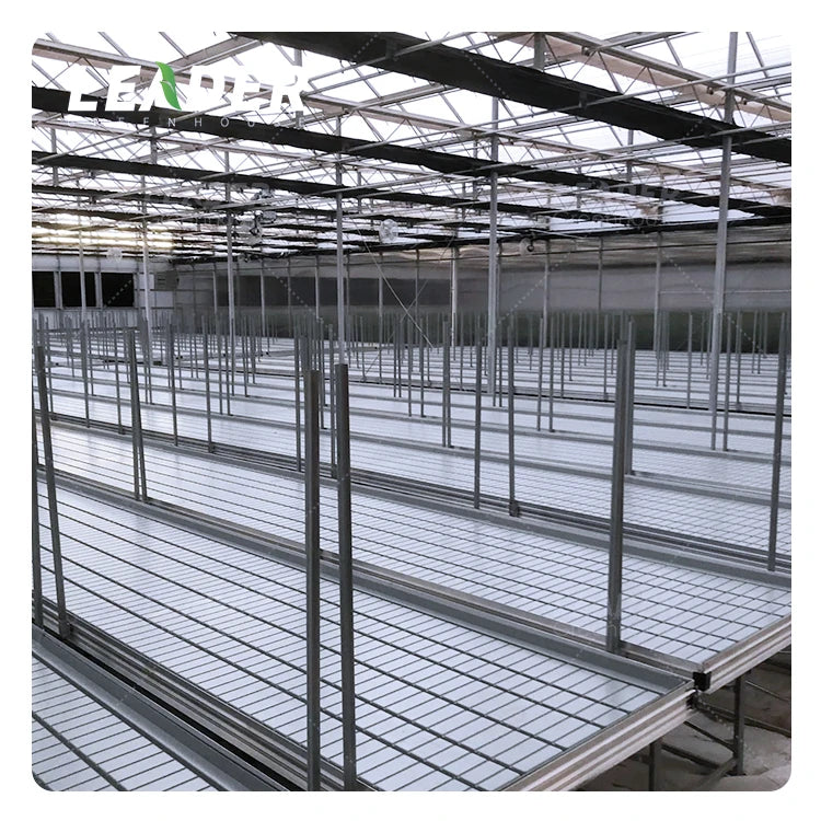Agricultural Greenhouse Hydroponics Equipment Farming Adjustable Indoor Metal Rolling Bench for Sale Grow Flood Table
