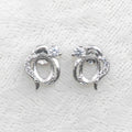 Sterling Silver 5*7mm Semi Mount Stud Earrings Empty Support Blank Claws Setting S925 Base Without Center Stone for DIY Inlay