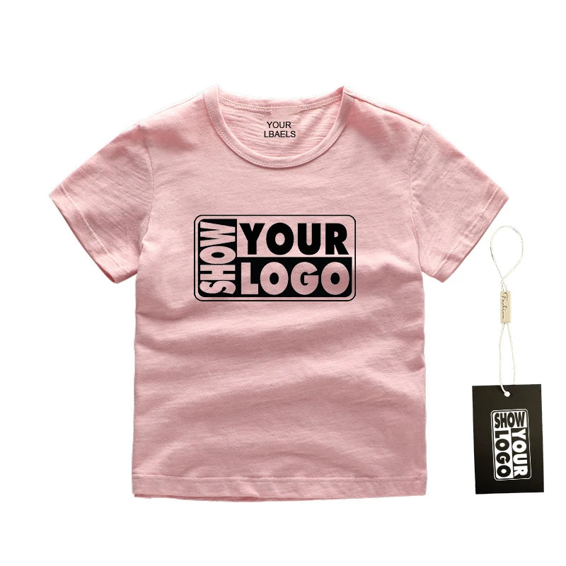 Free Custom Printed Hang Tags & Labels for Kids 100% Cotton Short Sleeve T-Shirts with Your Logo Design-Wholesale Unisex