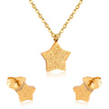 Children 18K Gold Plated Girls Pendant Kids Star Stainless Steel Minimalist Cutting Necklace Earring Jewelry Set