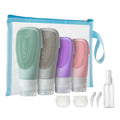 10 Pack Leakproof Silicone Travel Bottles Set Portable Face Brush and Shampoo Containers for Toiletries Cosmetic Use