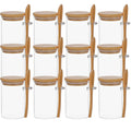 YOLOWE HOME 10oz Airtight Glass Jars Bamboo Lids Spoons Kitchen Canisters Coffee Sugar Beans Tea Spice Storage  Bamboo Stand