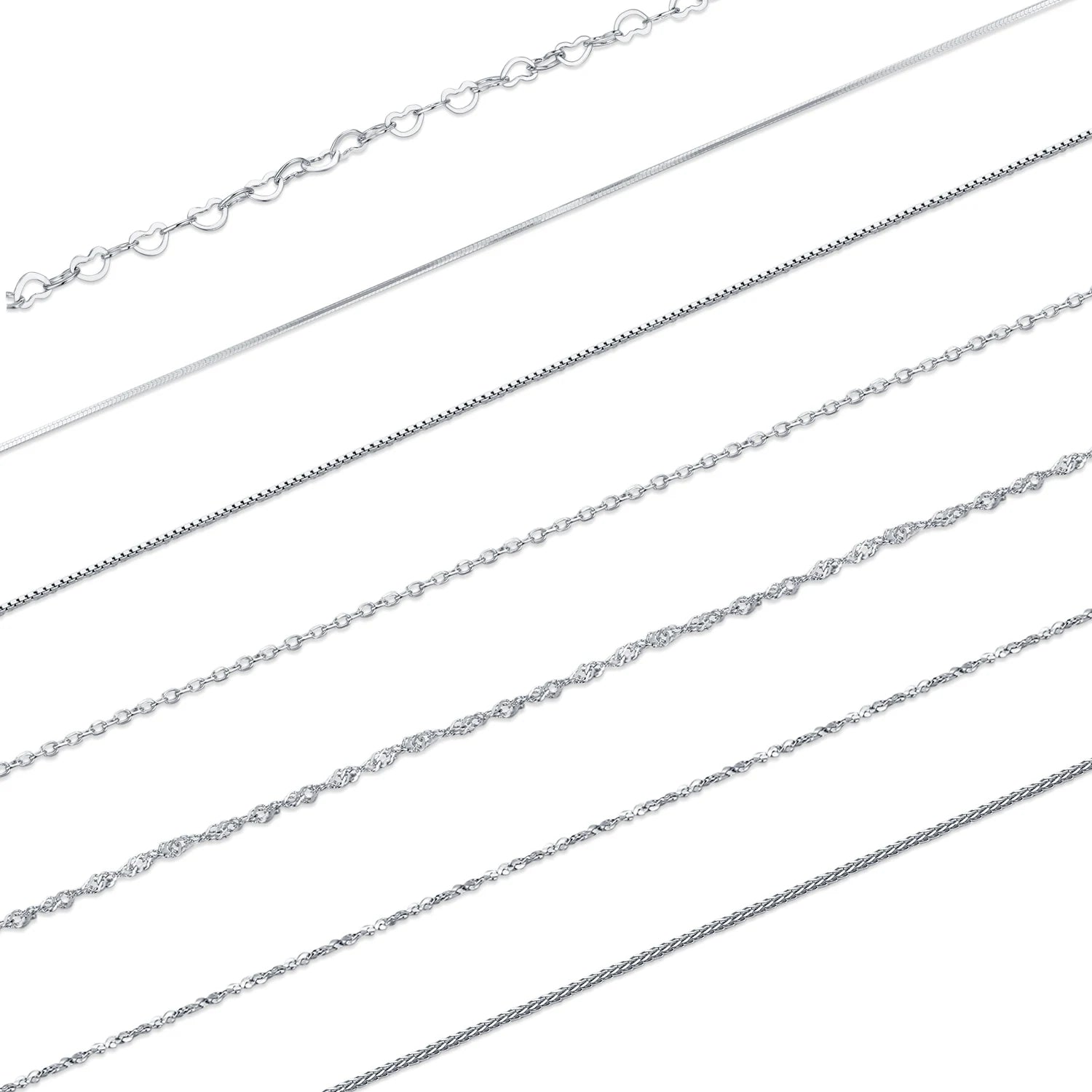 7 Style Trendy Basic Chain 925 Sterling Silver Fine Jewelry Simple Lobster Clasp Adjustable 40+5CM Necklace for Women