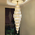 Led Chandeliers Villa Hall Living Room Loft Staircase Lighting Long Crystal Hanging Lamp Art Deco Gold/Silver Kitchen Chandelier