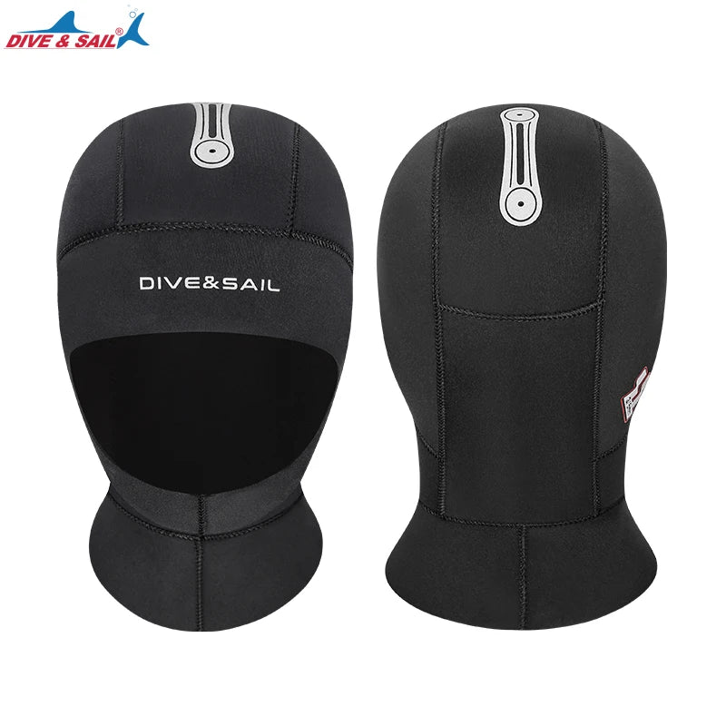 DIVE&SAIL High Quality 5mm CR Neoprene Diving Hat Super Stretch Spearfishing Snorkeling Cap Warm Diving Hood for Water Sports